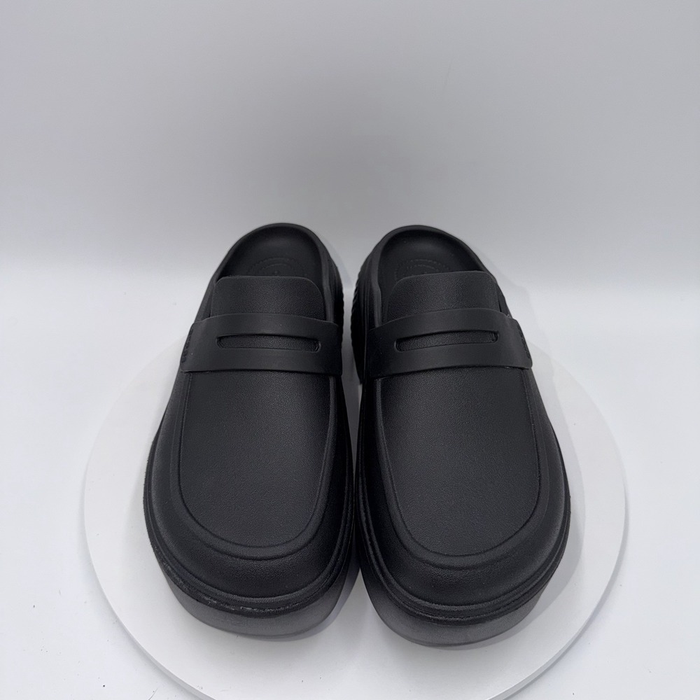 Crocs Stomp Penny Loafers Slides Mules Black Chunky Platform Sandals Shoes W 9 - Picture 3 of 8